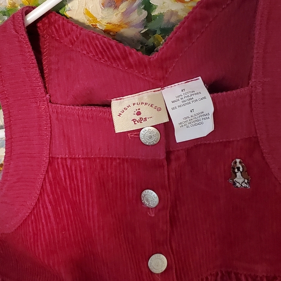 Vintage 90s Hush Puppies Corduroy Toddler Dress in Fushia Pink 4T - Picture 4 of 4